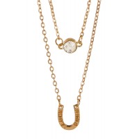 Lucky Horseshoe Charm CZ Crystal Layer Dainty Minimalist Necklace 